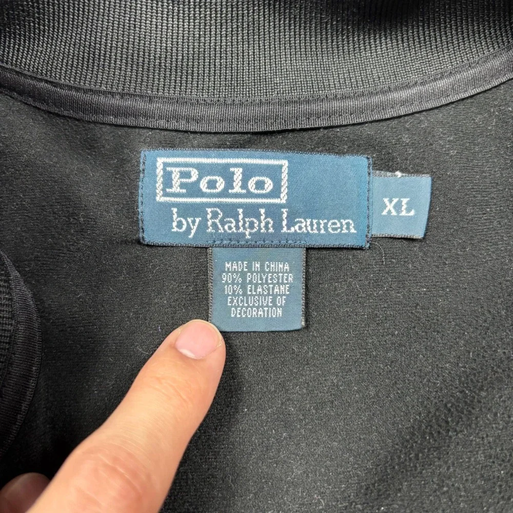 Polo Ralph Lauren Black Watch Polo Team Track‎ Jacket XL Black White Gold Zip